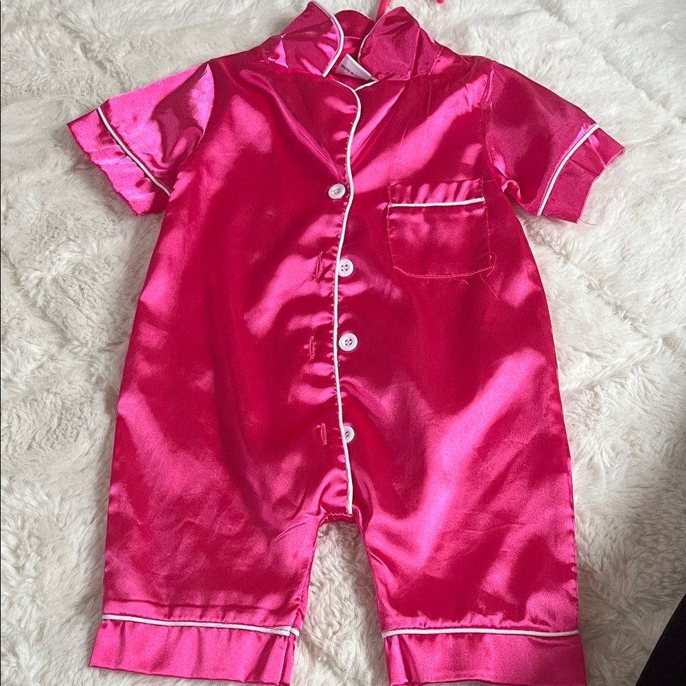 Pink Satin Baby Romper
